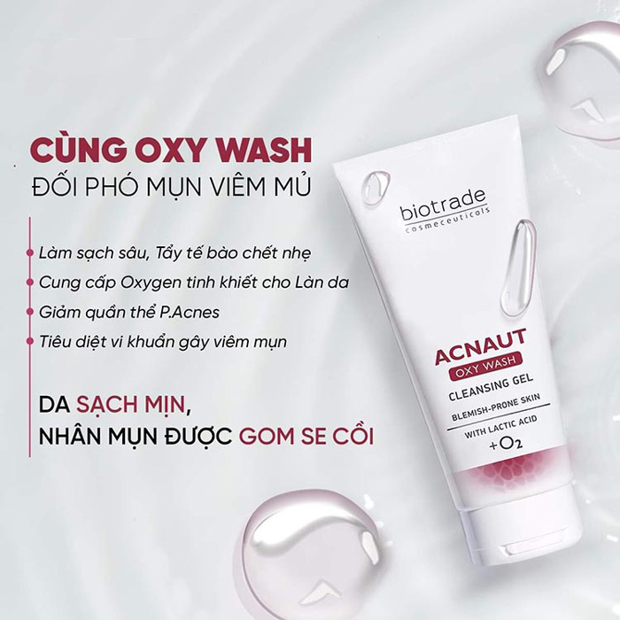 Sữa Rửa Mặt Cho Da Mụn Biotrade Acnaut Oxy Wash Cleansing Gel