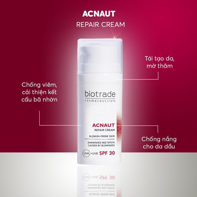 Kem Chống Nắng Tái Tạo Da, Giảm Thâm Đỏ Biotrade Acnaut Repair Cream SPF30